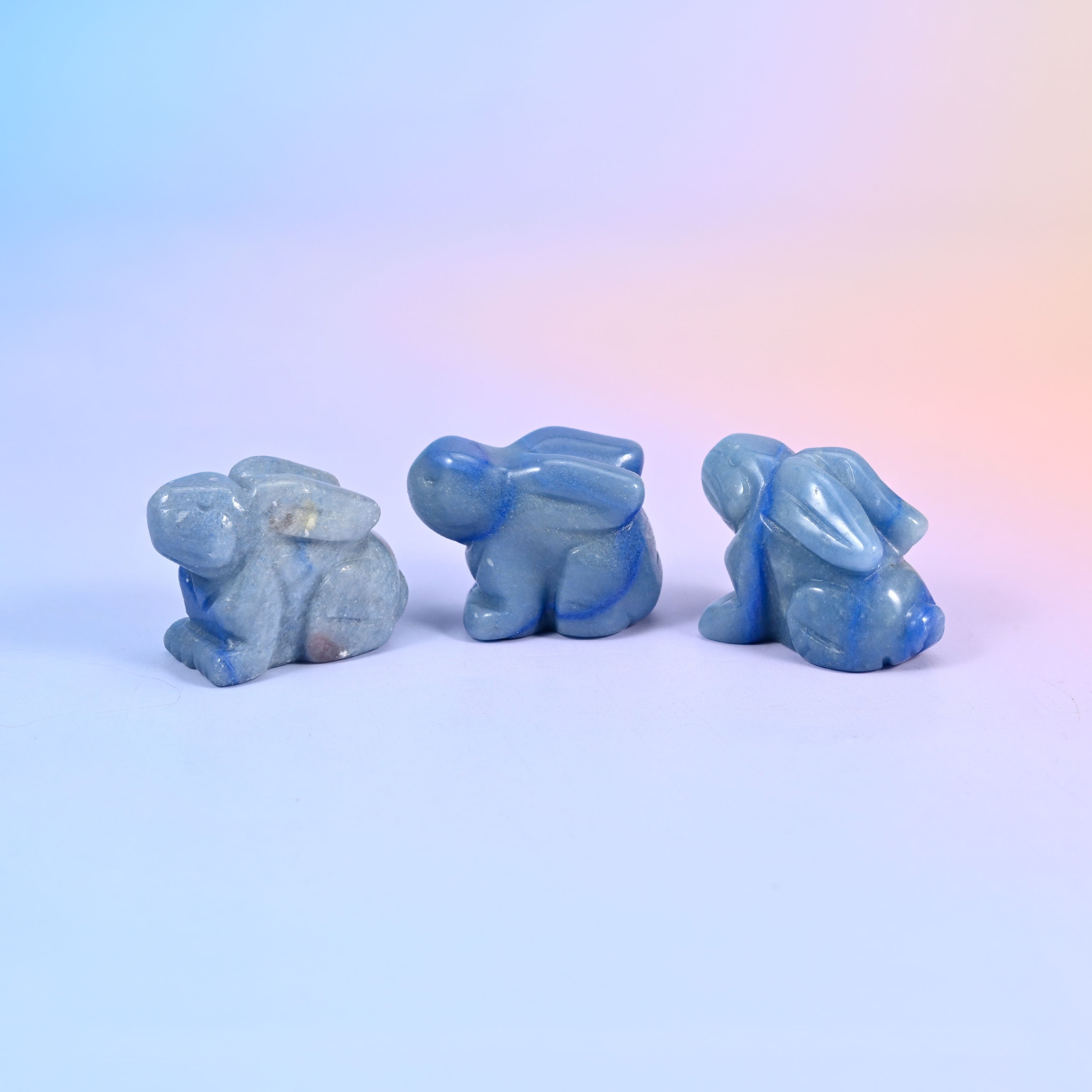 Polished gemstone rabbit carving, 1.5 inch display piece for shelf, desk or pocket keepsake