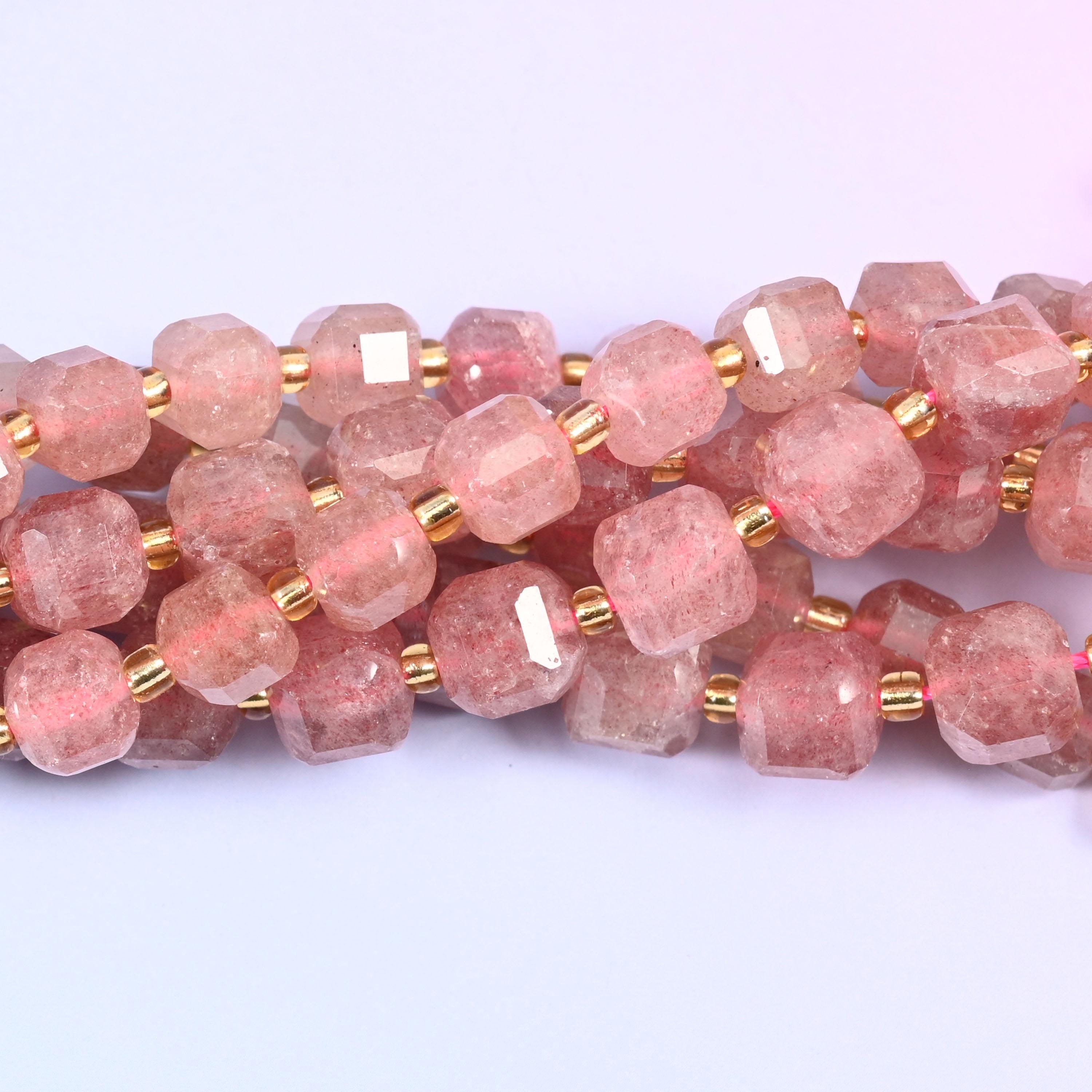 Strawberry Quartz Faceted Cube Beads, 6mm approximately 43 beads / 8mm approximately 38 beads