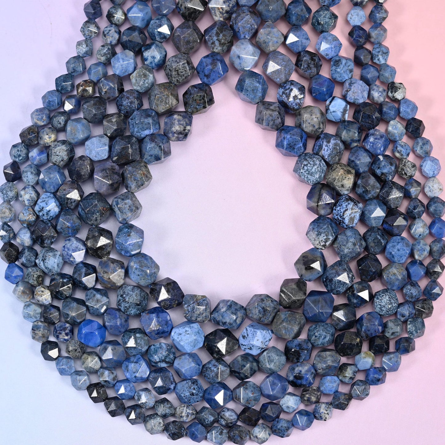 Blue Dumortierite Faceted Diamond Star Cut Beads 6mm 8mm 10mm, hole approximately 1.0mm (+/- 0.2mm), center drilled
