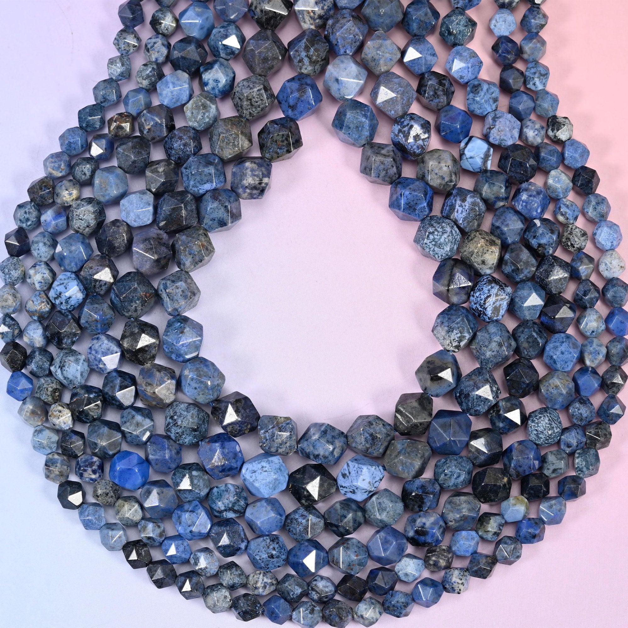 Blue Dumortierite Faceted Diamond Star Cut Beads 6mm 8mm 10mm, hole approximately 1.0mm (+/- 0.2mm), center drilled