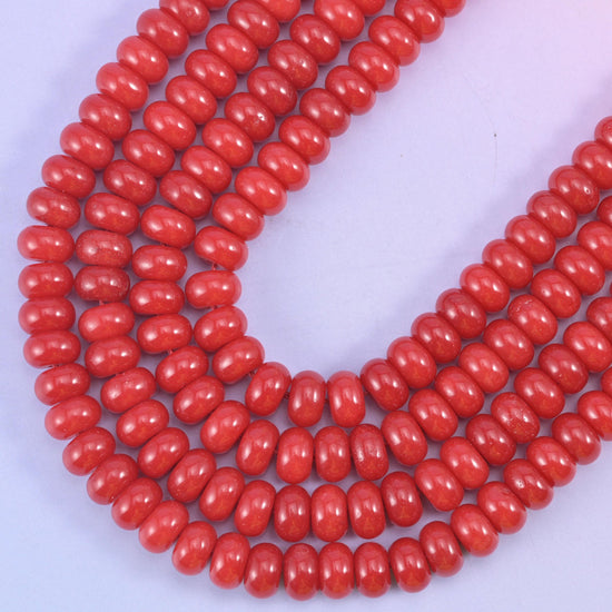 Red Dyed Jade rondelle beads, center-drilled 1.0mm hole