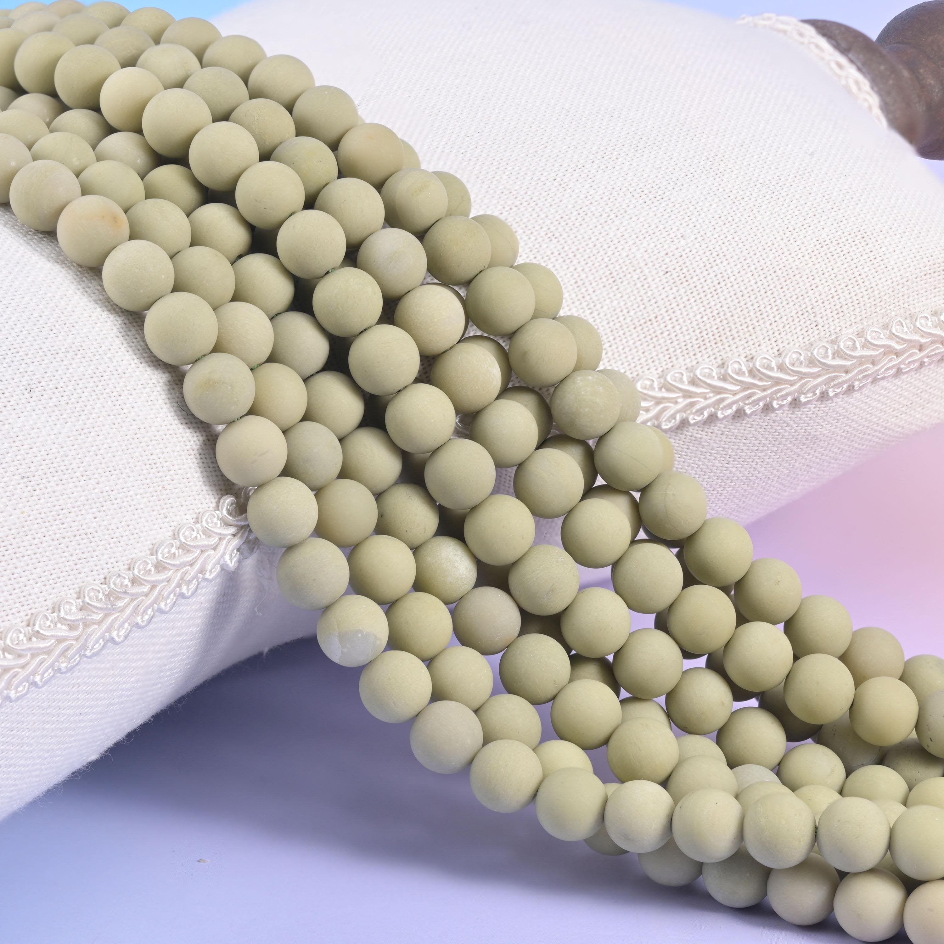 Green Alashan Agate Matte Round Beads, 4mm 6mm 8mm 10mm