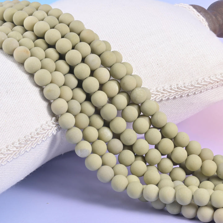 Green Alashan Agate Matte Round Beads, 4mm 6mm 8mm 10mm