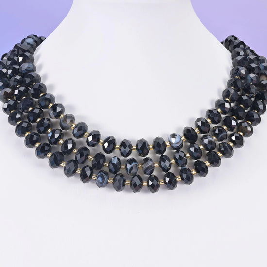 Black Stripe Agate beads, faceted rondelle, 6 x 10mm