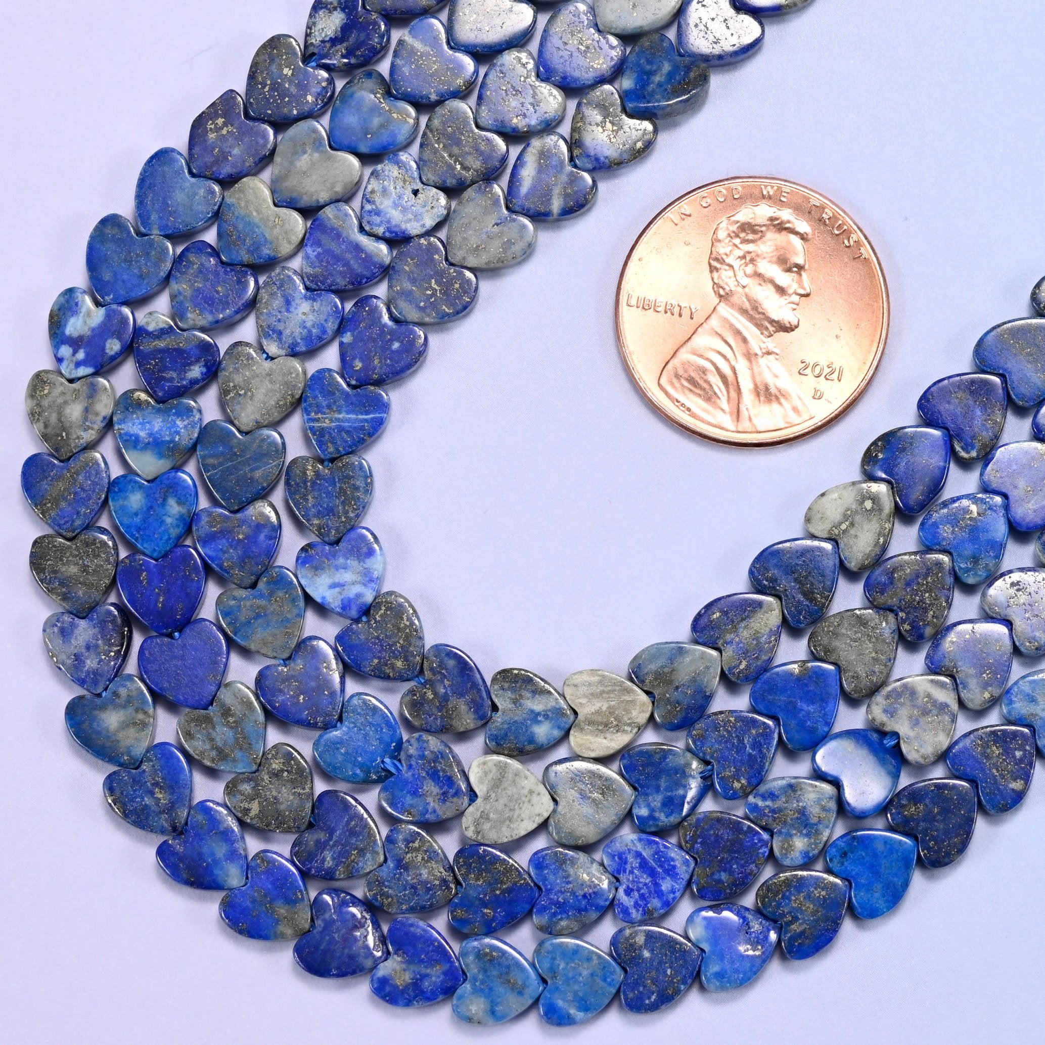 Flat heart cut lapis lazuli beads