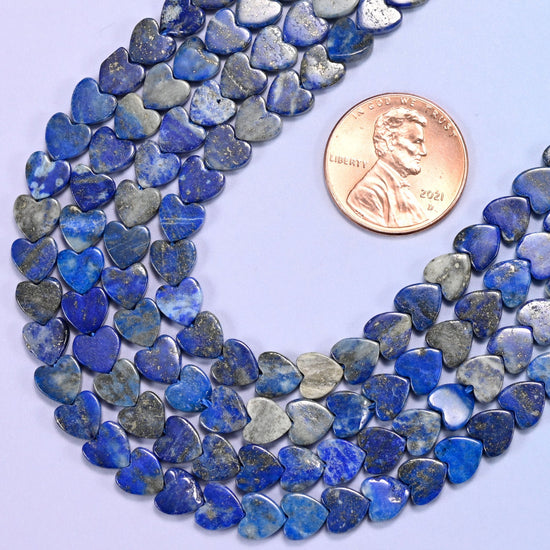 Flat heart cut lapis lazuli beads