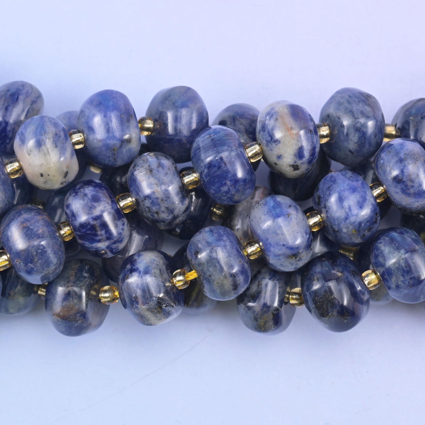 Smooth pumpkin cut sodalite beads