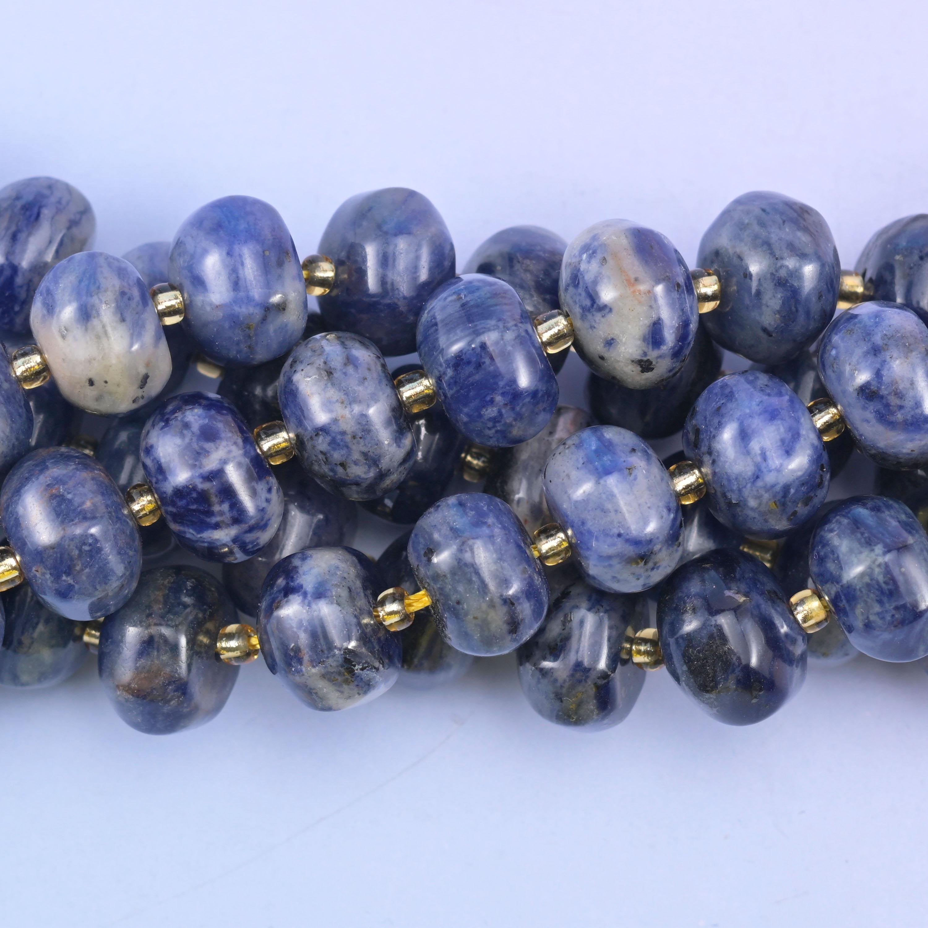 Smooth pumpkin cut sodalite beads
