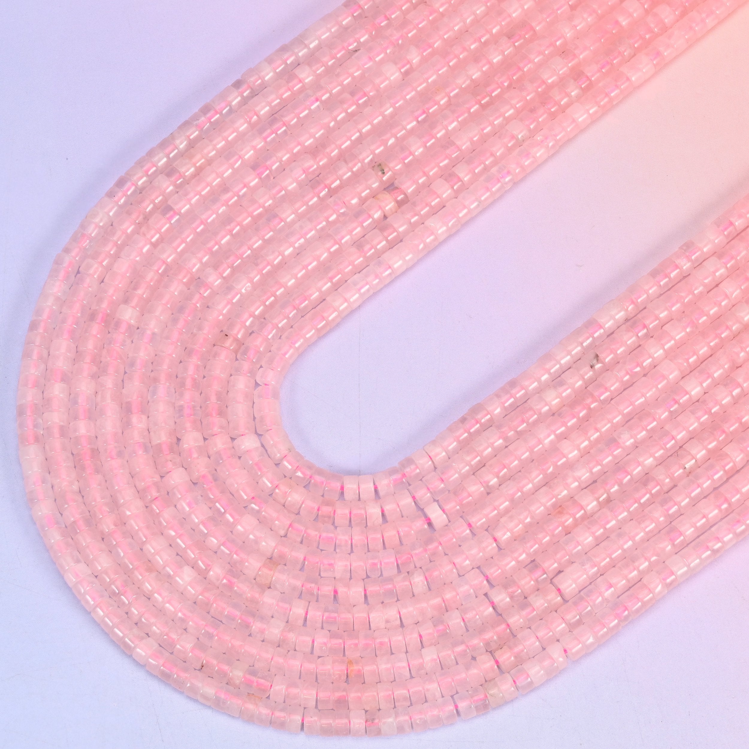 Rose Quartz Smooth Heishi Disc Beads: Jewelry Making Supply, 15.5 Inch Strand