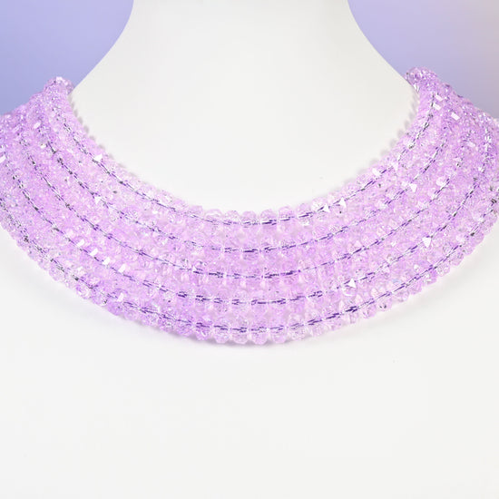 Transparent Purple Faceted Rondelle Glass Beads: Size 5x8mm, Jewelry Making Supply