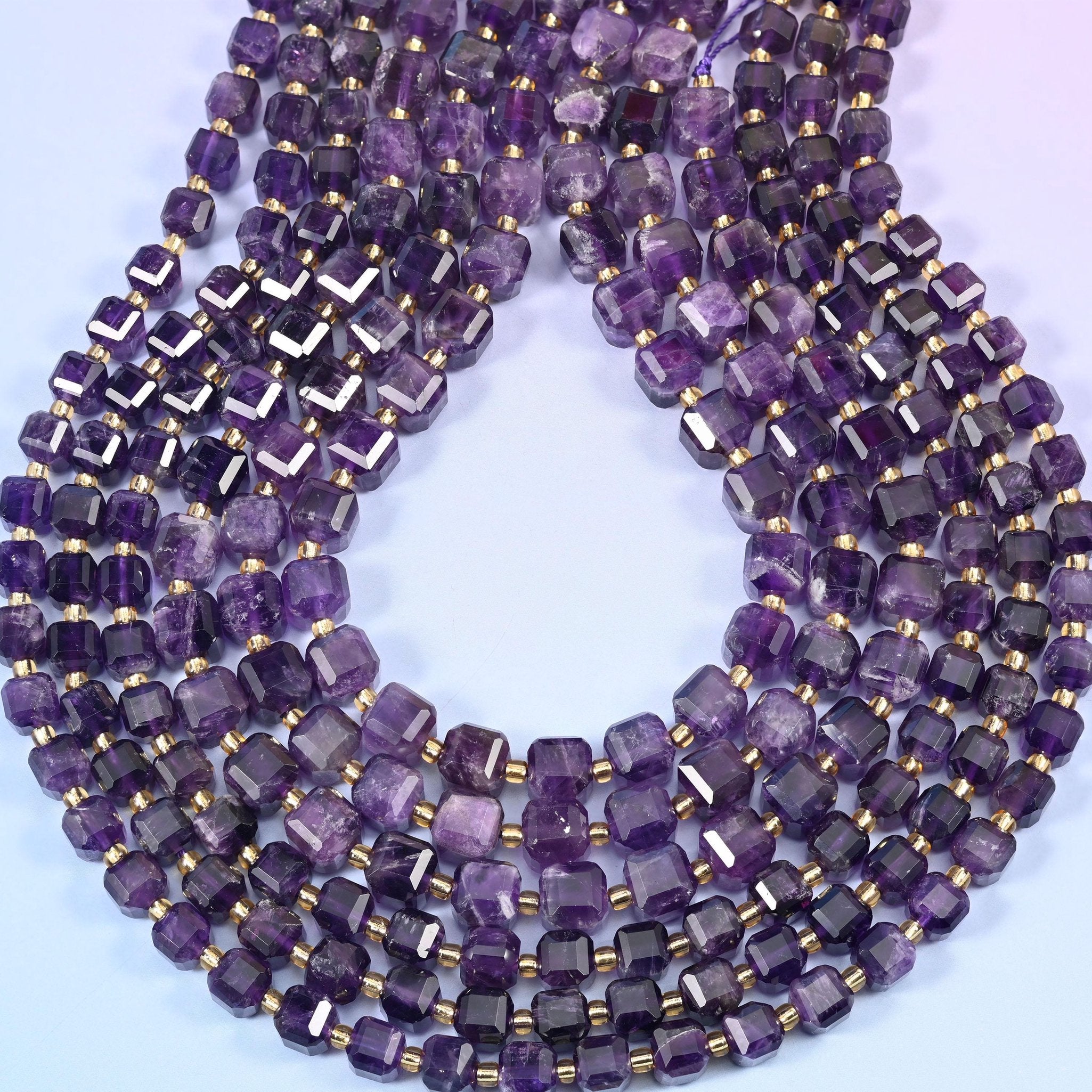 Dark Amethyst Faceted Cube Beads, 1.2mm hole