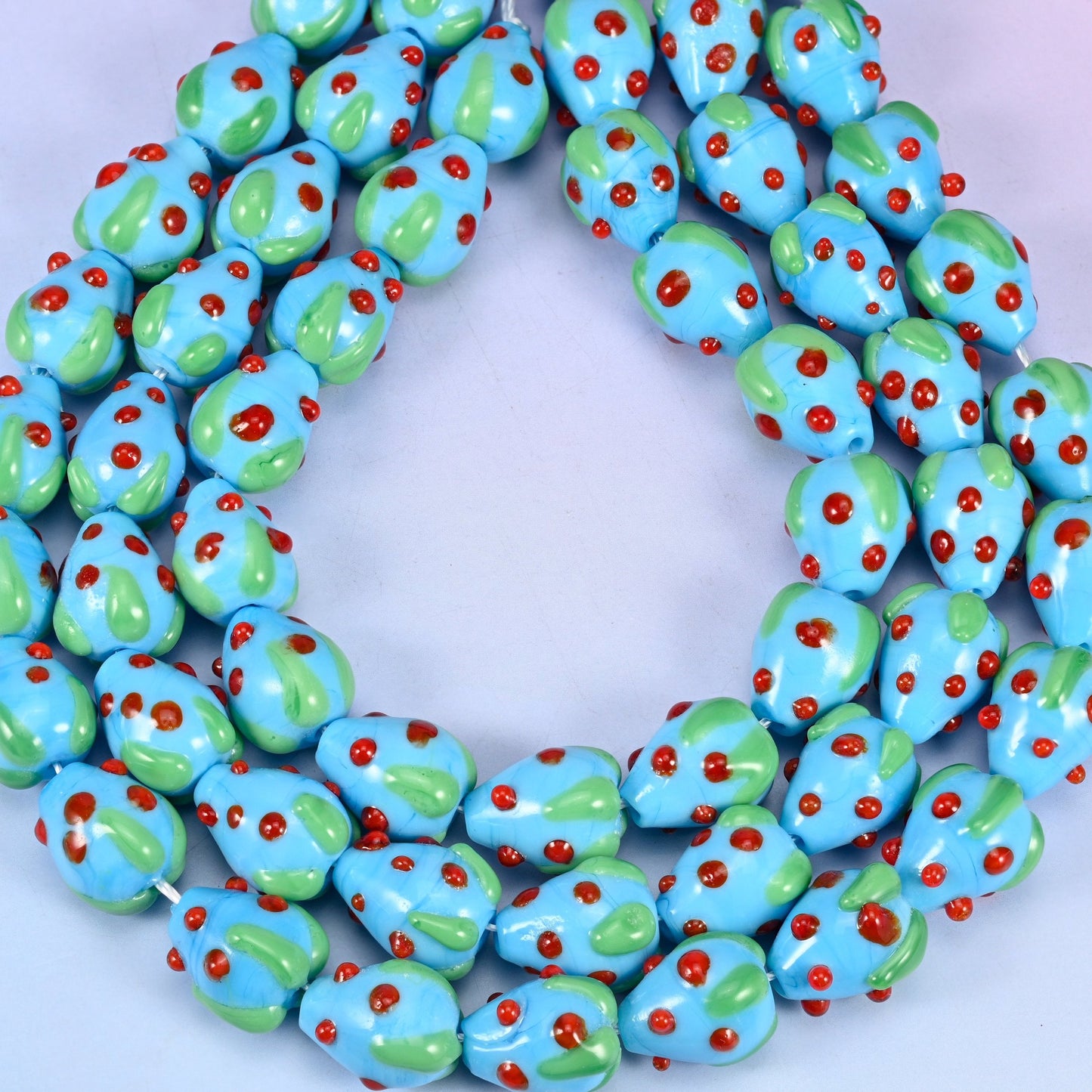 Sky Blue Strawberry Glass Beads 15.5x12mm, hole approximately 1.5mm