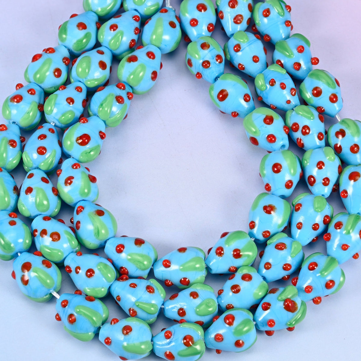 Sky Blue Strawberry Glass Beads 15.5x12mm, hole approximately 1.5mm