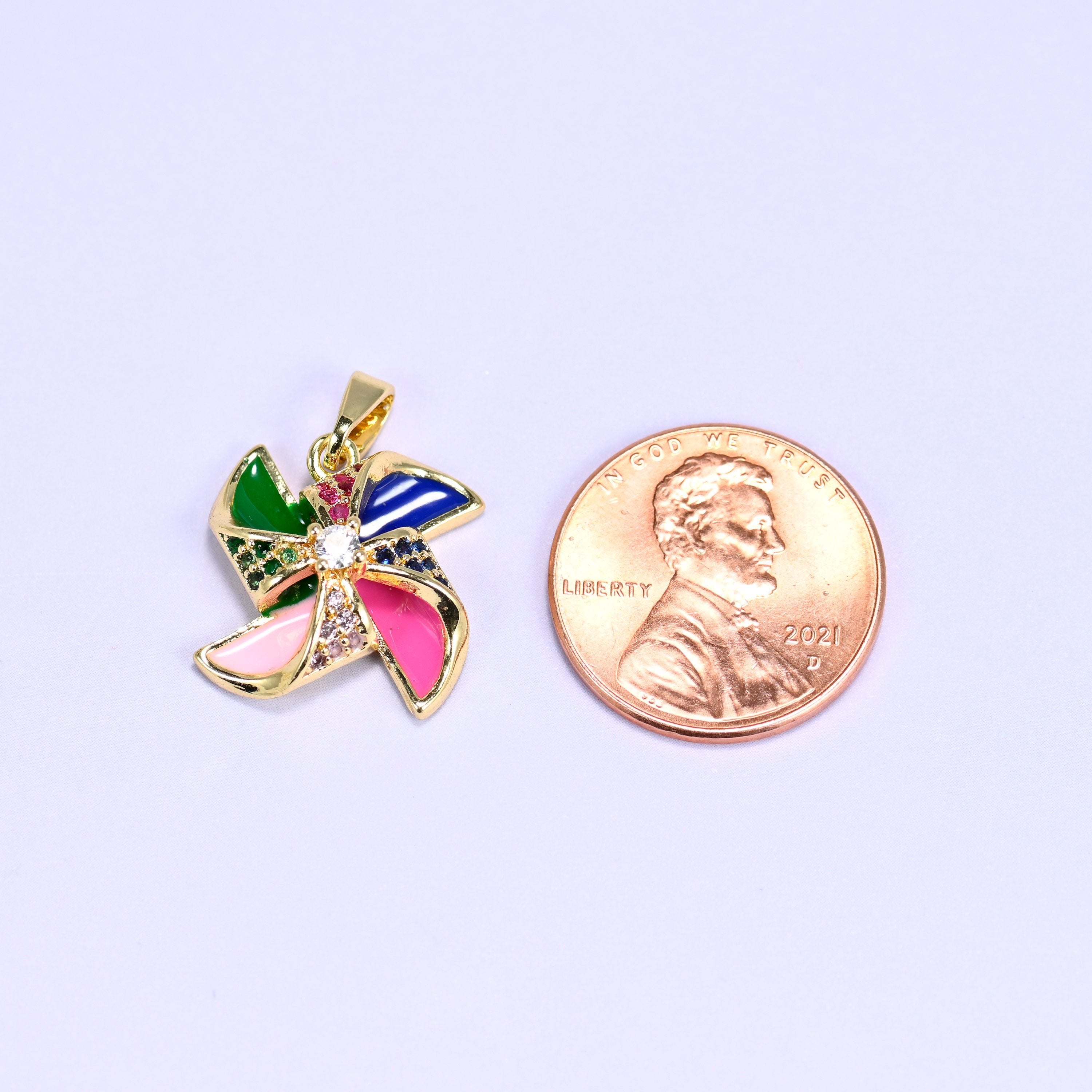 Colorful Windmill Zircon Charms, bail approx 5.92mm x 2.70mm