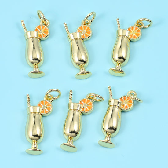 18K Gold Filled Enamel Beer Mug Charm 12.42x8.11mm