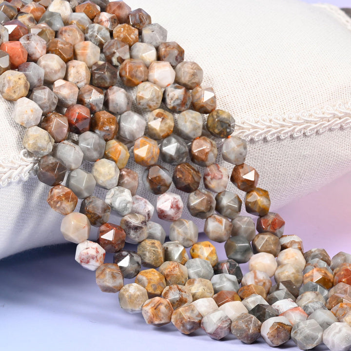 Gobi Desert Agate Faceted Diamond Star Cut Beads for jewelry making
