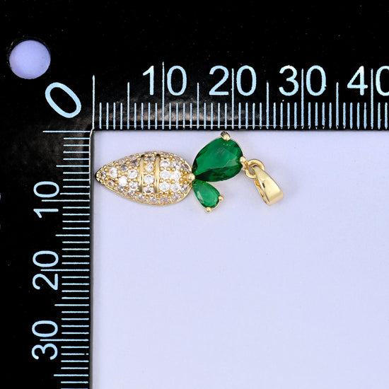 Carrot Zircon Charms: 18K Gold Plated Pendants, Jewelry Making Supply