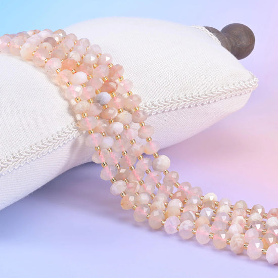 Sakura Flower Agate Faceted Rondelle Beads 6x10mm