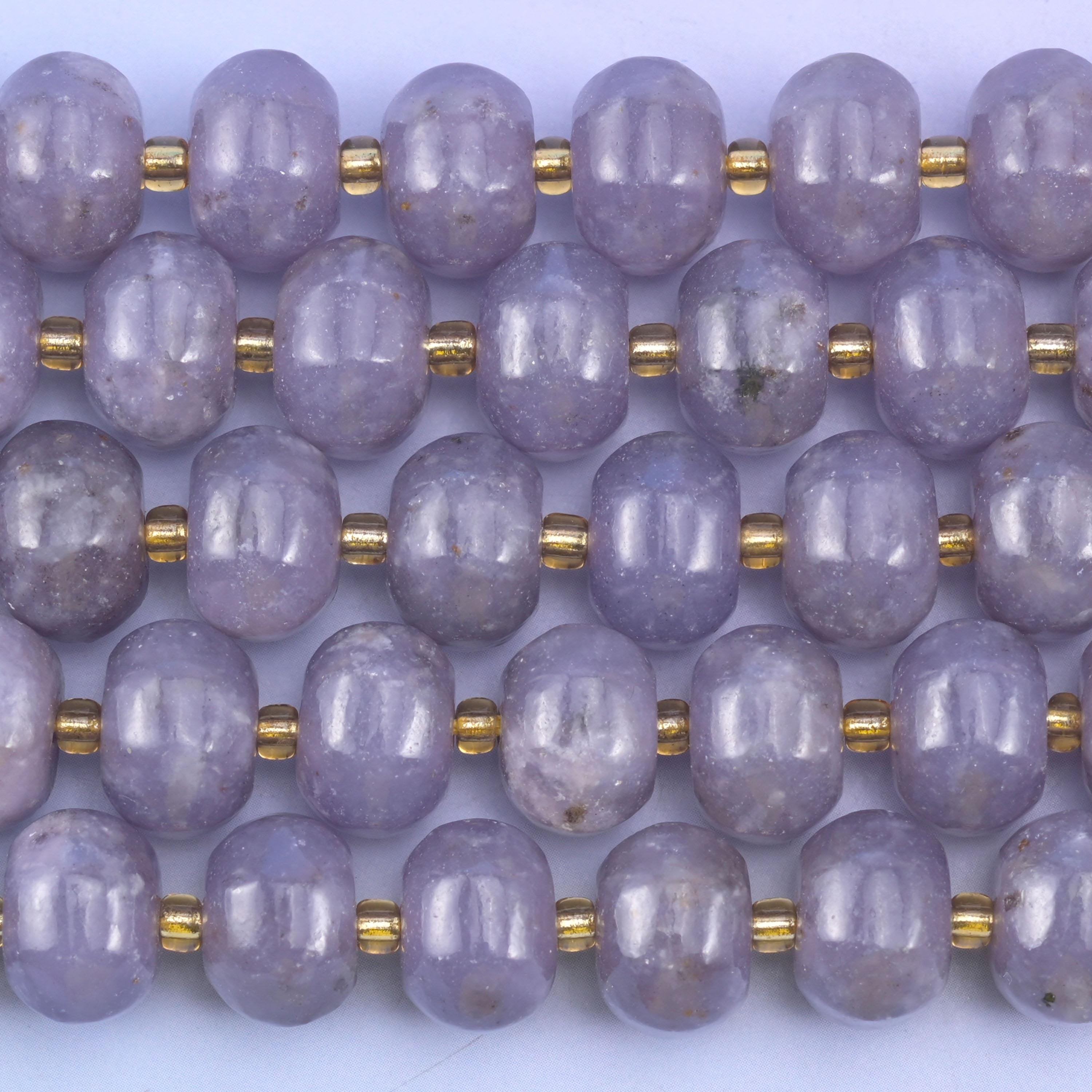 Lepidolite Pumpkin Rondelle Beads Jewelry Making Size 12x8mm 15" Strand