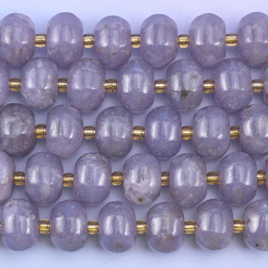Lepidolite Pumpkin Rondelle Beads Jewelry Making Size 12x8mm 15" Strand