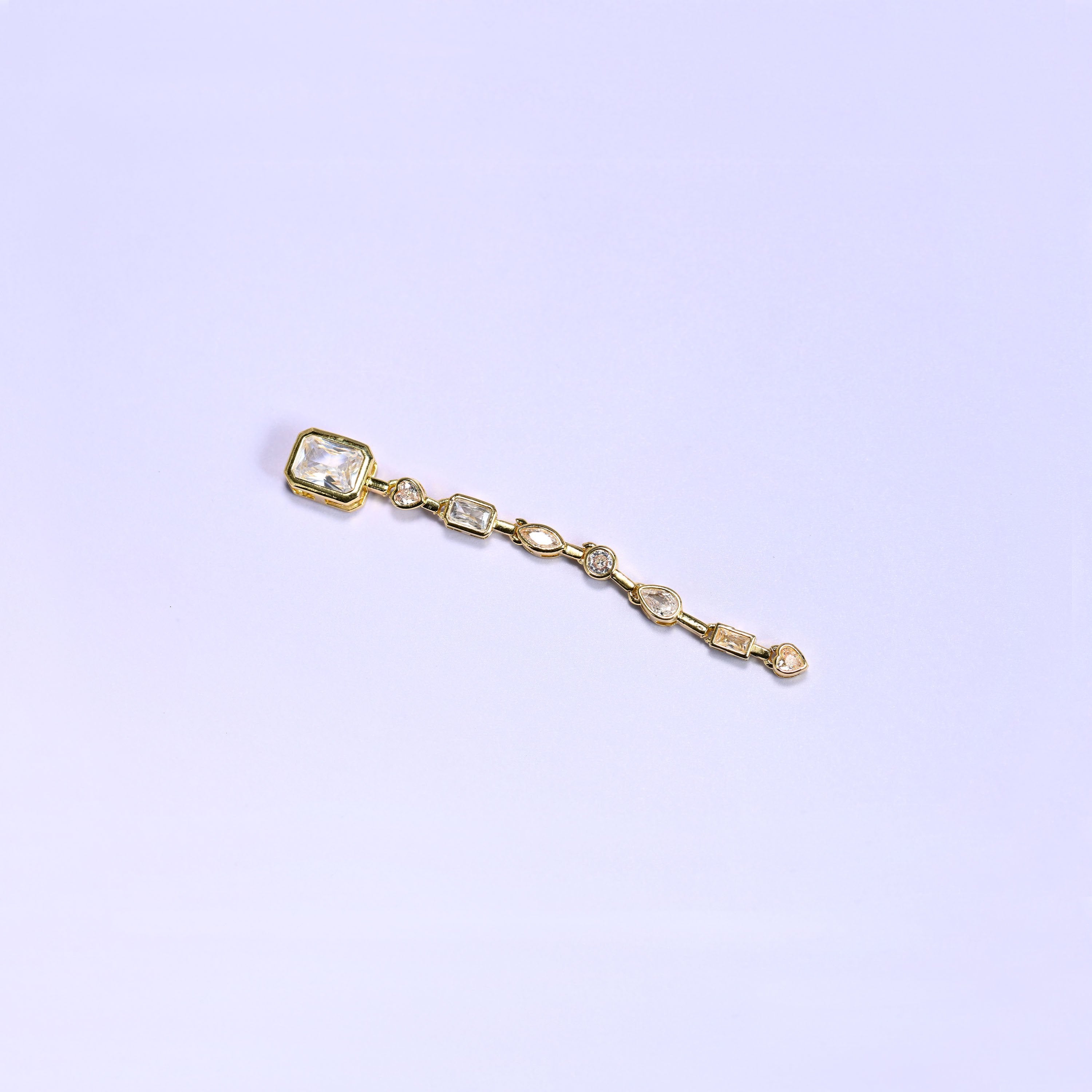 18K Gold Plated Bezel Zircon Chain Connector 67mm