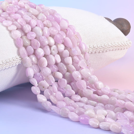 Kunzite Pebble Nugget Beads, pale lilac and blush pink with a soft satin polish
