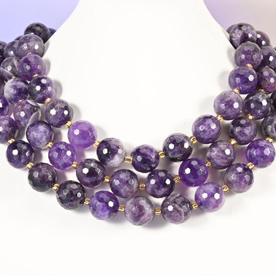 Amethyst beads, faceted round, 16mm