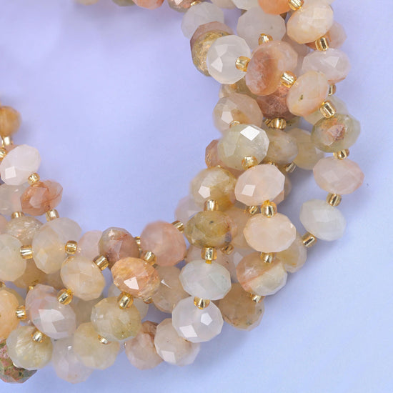 Red Grass Silk faceted rondelle beads for jewelry making