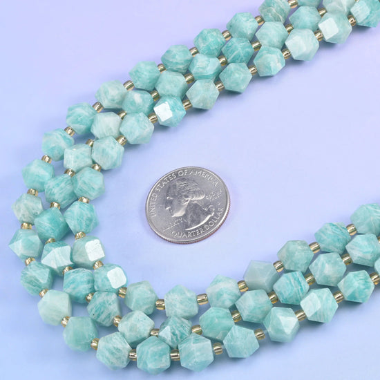 Faceted 8 Sides Diamond Rhombus Gemstone Beads, polished faceted finish.