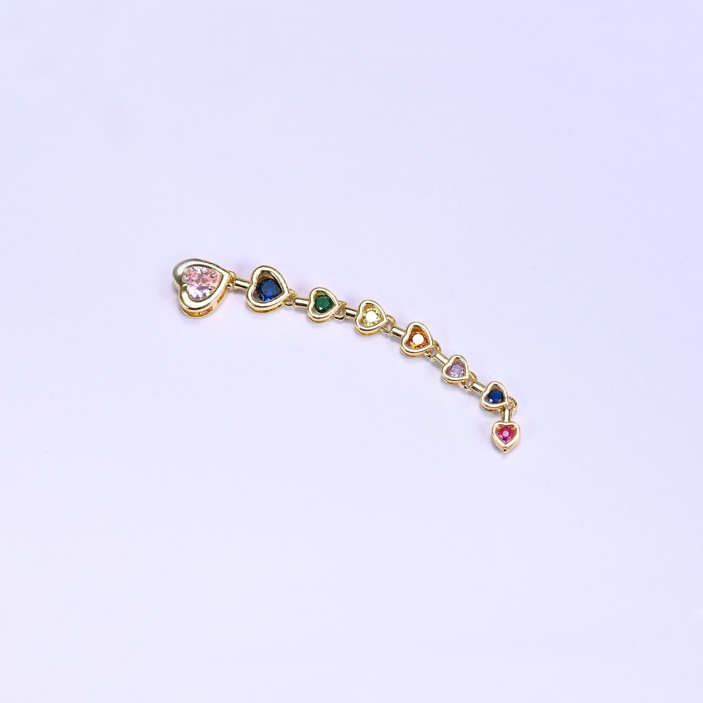 Pink Heart Multicolor Zircon Pendants: 18K Gold Filled Charms, Jewelry Making Supply