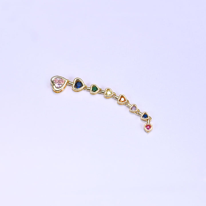 Pink Heart Multicolor Zircon Pendants: 18K Gold Plated Charms, Jewelry Making Supply