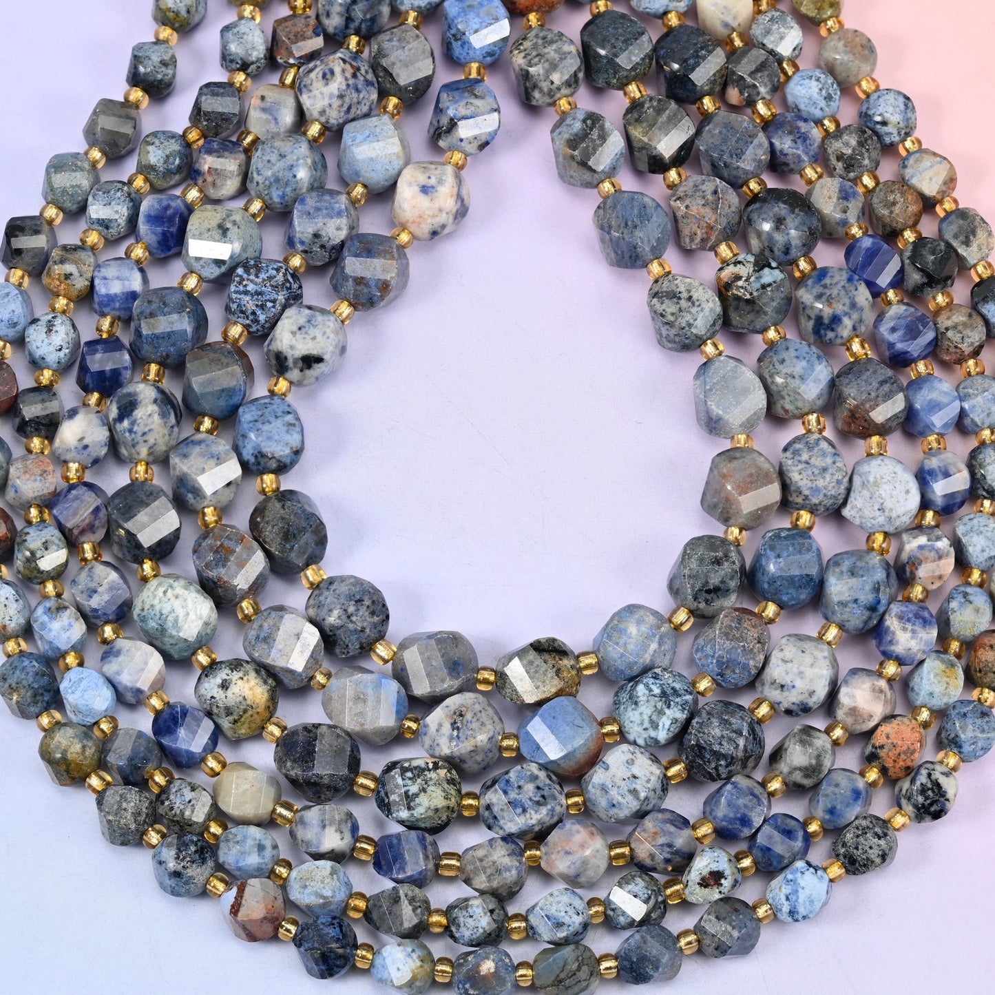 Sunset Dumortierite spiral twist beads, hole approximately 1.2mm