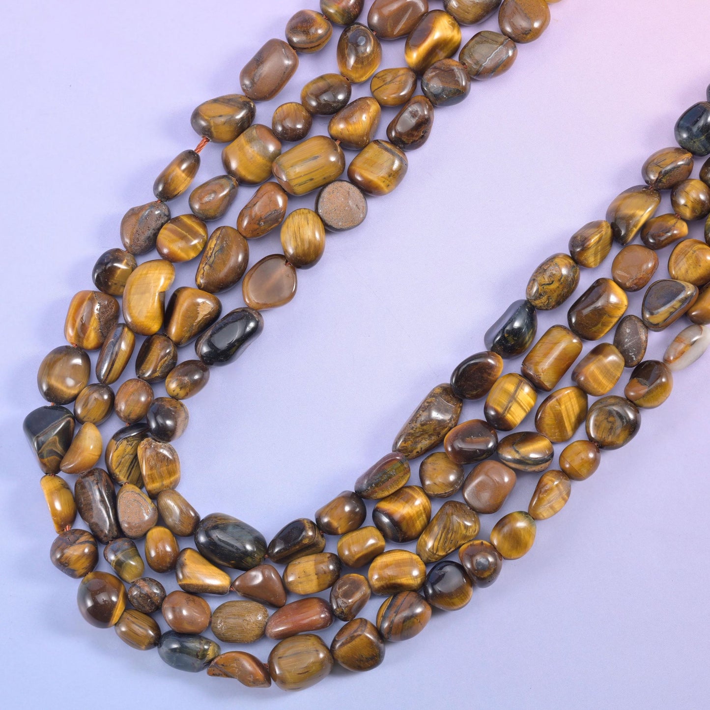 Tiger Eye Pebble Nugget Beads, approximately 50 beads per 15.5 inch strand