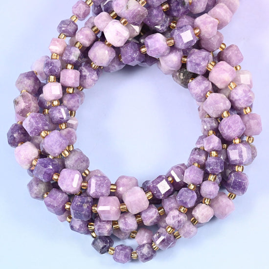 Lepidolite Faceted Cube Beads for jewellery making