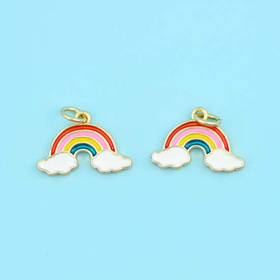 18K Gold Filled Rainbow Enamel Charm in two colourways — red-orange-blue, or navy-yellow-pink