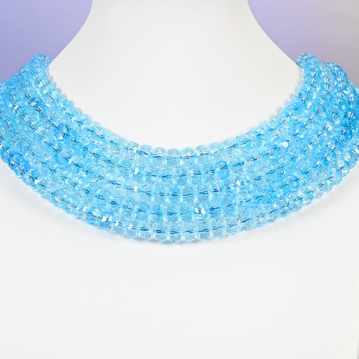 Transparent blue glass beads, faceted rondelle shape, 5x8mm