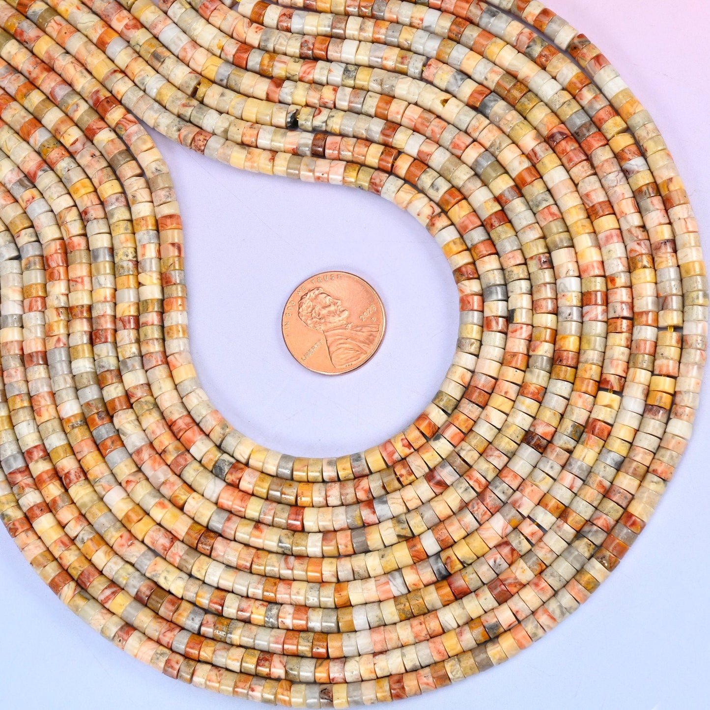 Crazy Agate Smooth Heishi Disc Beads, approximately 180 beads per strand