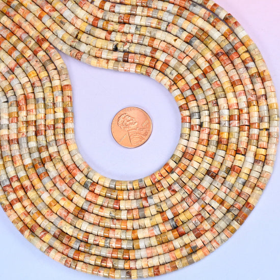 Crazy Agate Smooth Heishi Disc Beads, approximately 180 beads per strand