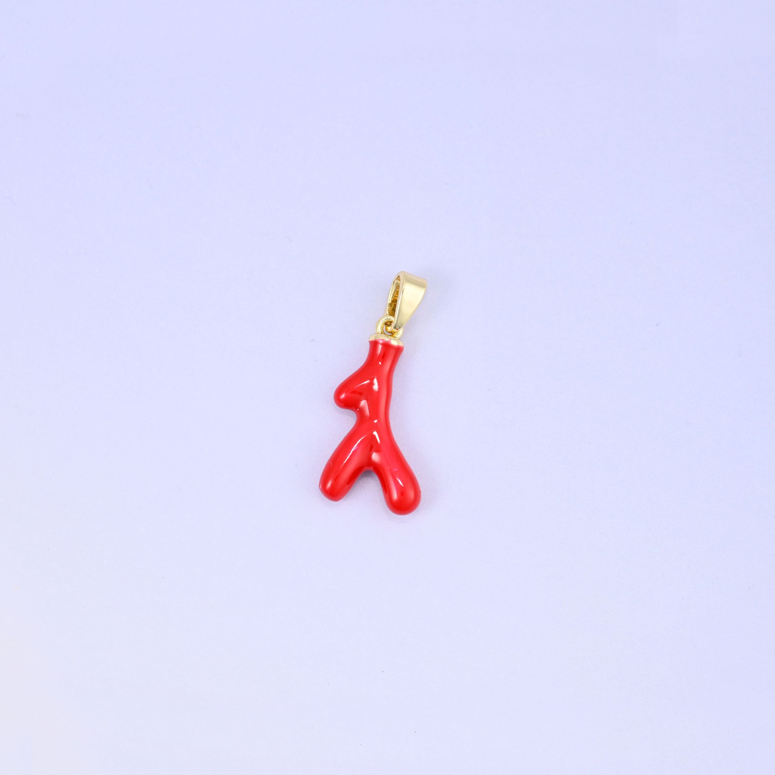 Red Coral Branch Enamel Charms