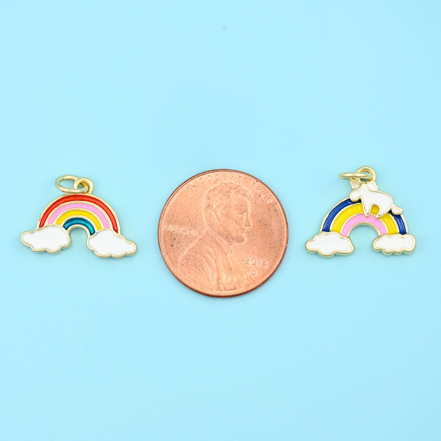 18K Gold Filled Rainbow Enamel Charm, sold per piece