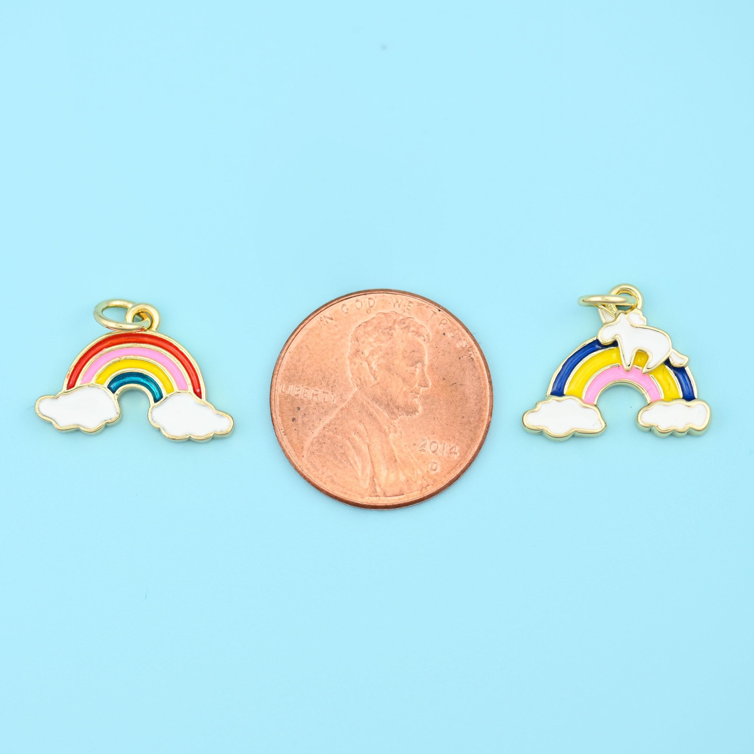 18K Gold Filled Rainbow Enamel Charm, sold per piece