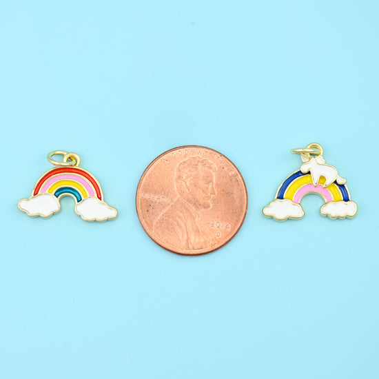 18K Gold Filled Rainbow Enamel Charm, sold per piece