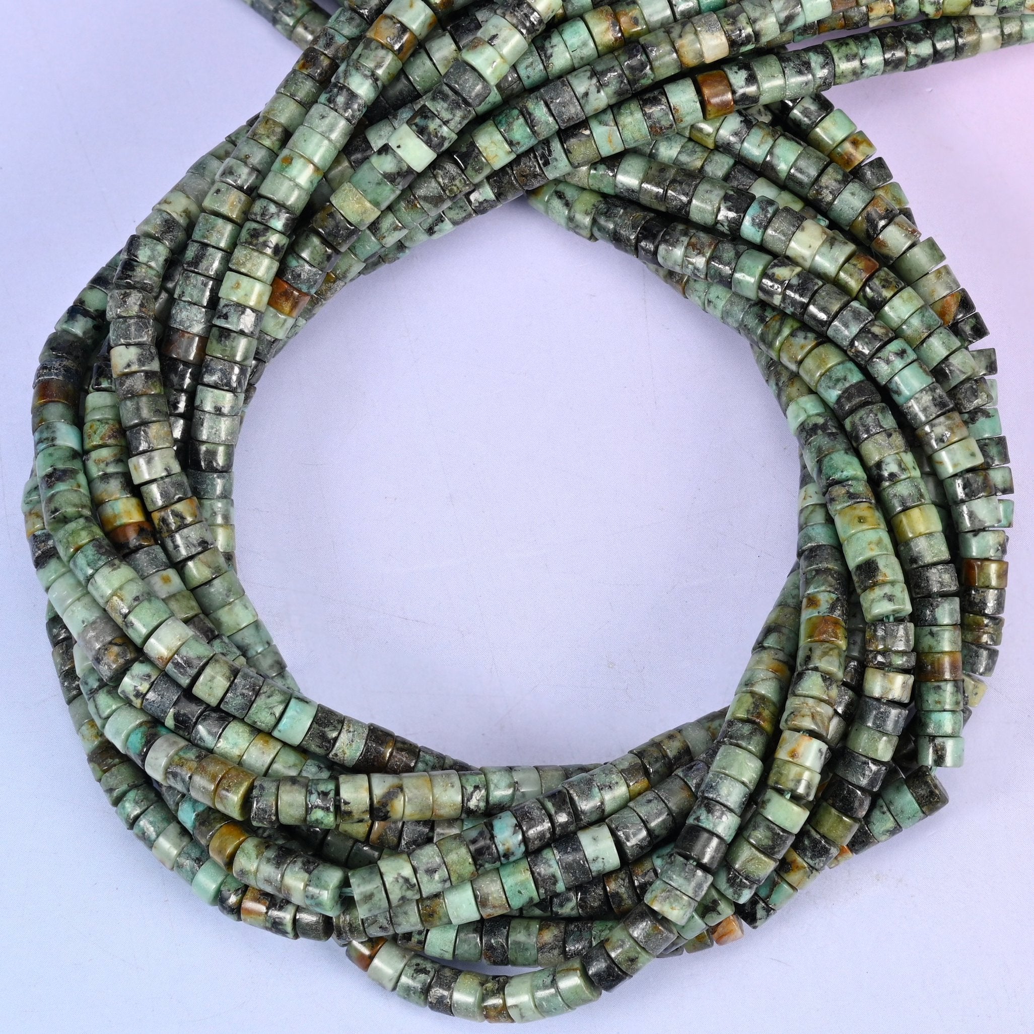 African Howlite Smooth Heishi Disc Beads: Jewelry Making Supply, 15.5 Inch Strand