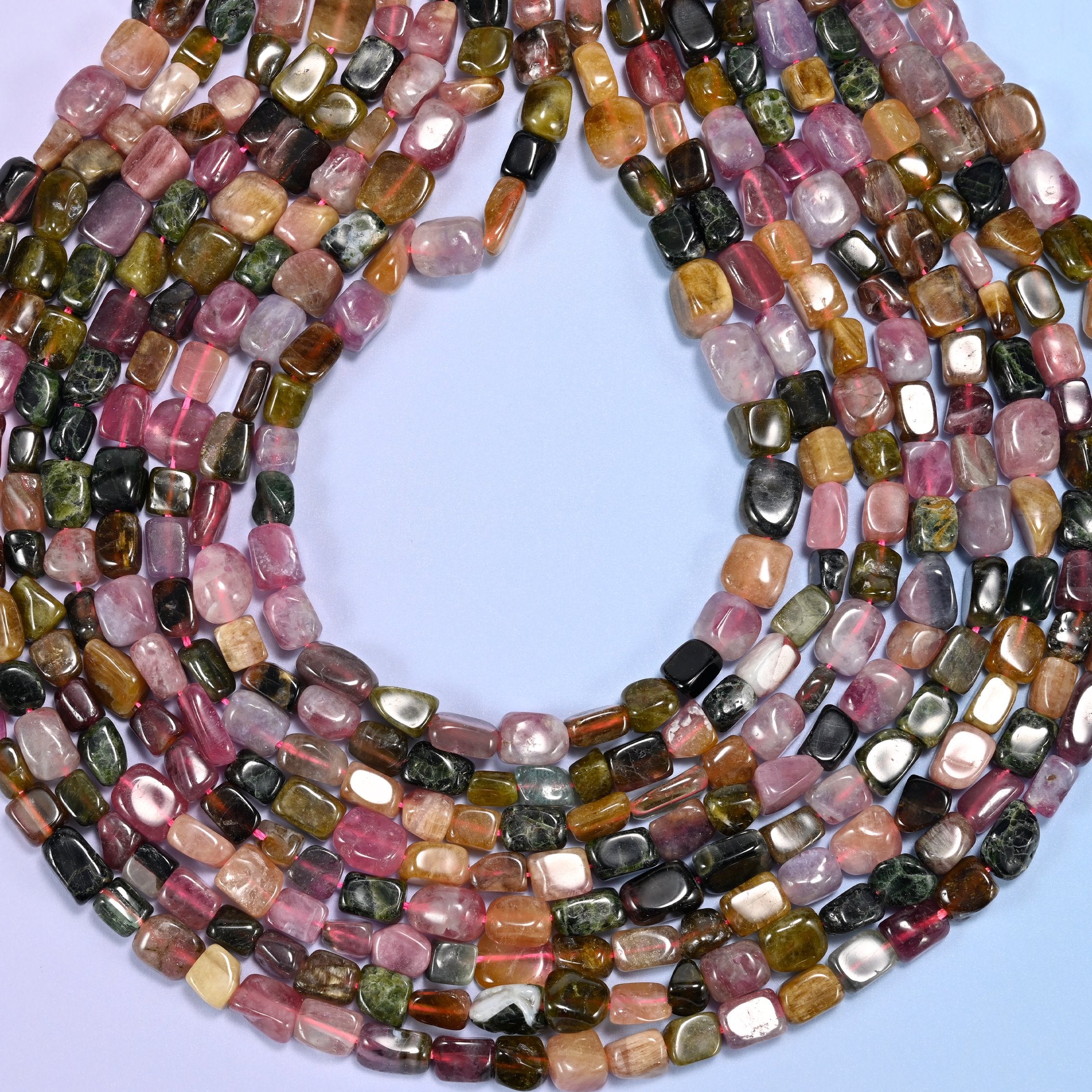 Colorful Tourmaline Irregular Freeform Nugget Beads: Jewelry Making 15.5" Strand