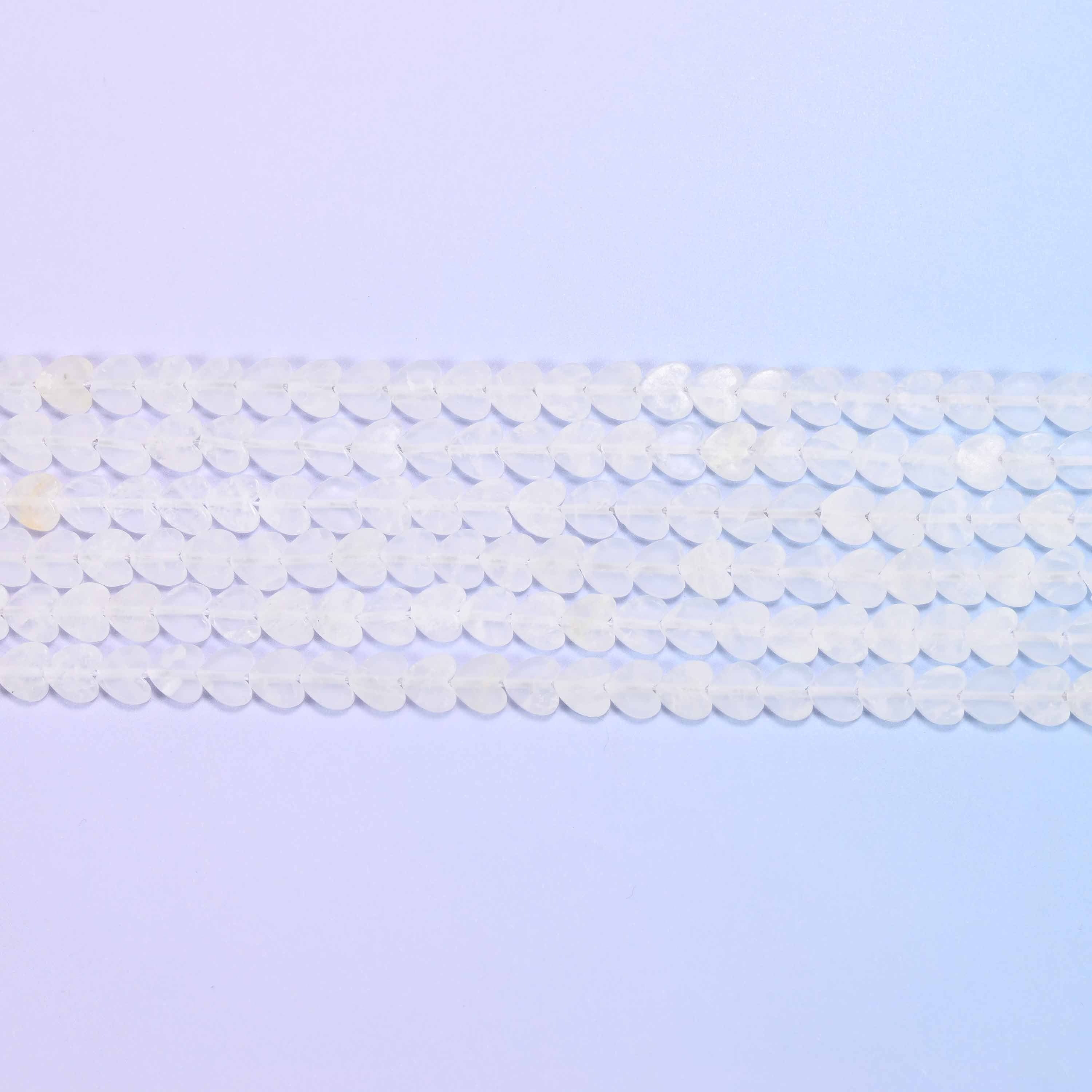 Matte Clear Quartz Flat Heart Beads: Size 6mm, Jewelry Making, 15 Inch Strand