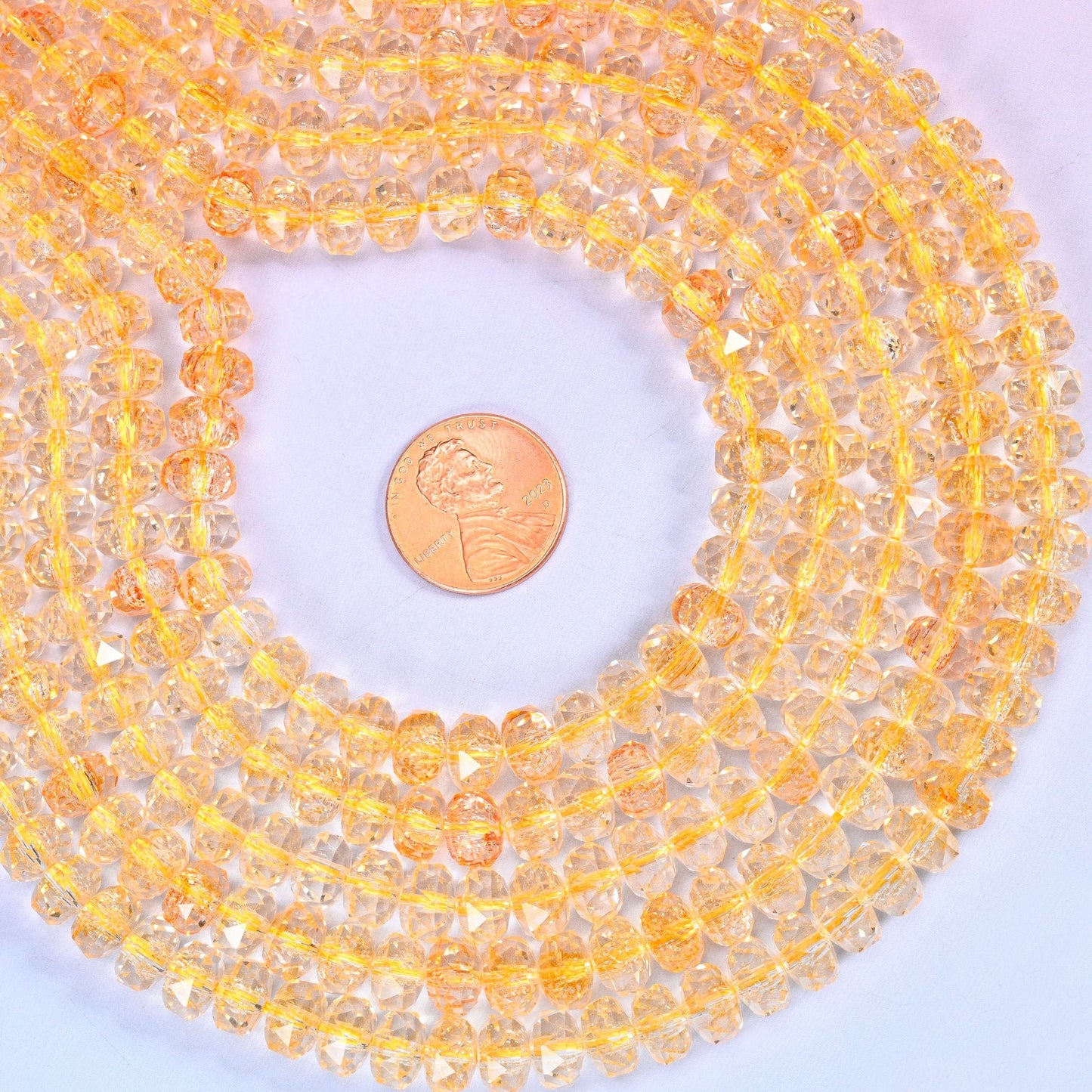 Transparent Gold Faceted Rondelle Glass Beads, approximately 82 beads per strand