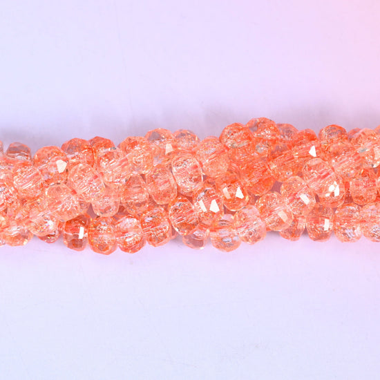 Transparent Orange Faceted Rondelle Glass Beads, approximately 82 beads per strand