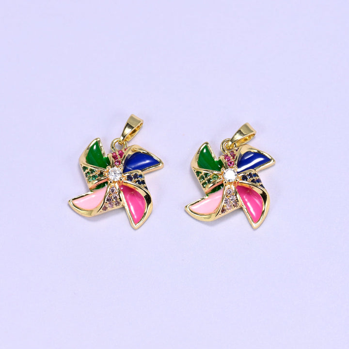 Colorful Windmill Zircon Charms: DIY Pendants, Jewelry Making Supply