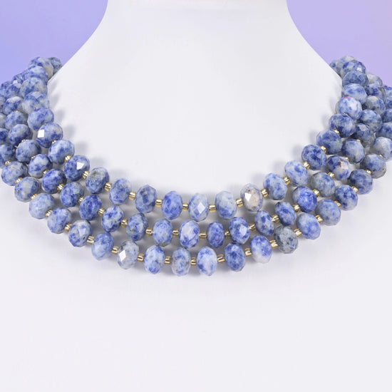 Blue Spot Jasper beads, faceted rondelle, 6x10mm