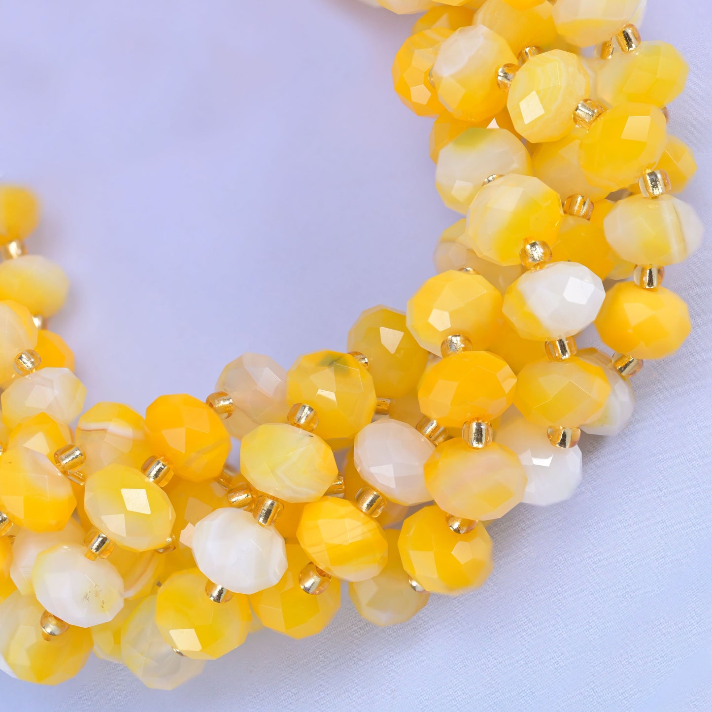 Dyed Yellow Strip Agate Faceted Rondelle Beads, hole approximately 1.0mm (+/- 0.2mm), center drilled